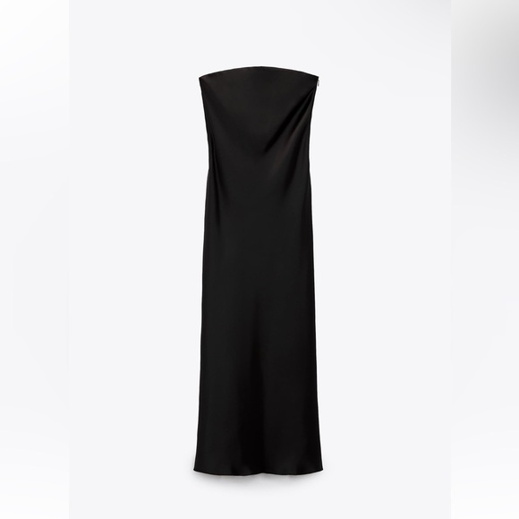 ZARA Satin Effect Dress Black - Size XXL - Picture 1 of 4